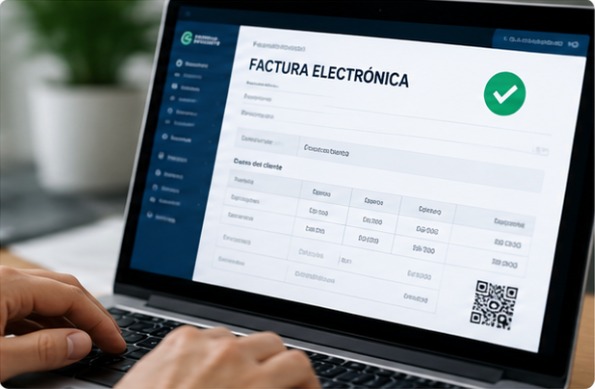 Imagen ilustrativa de facturación electrónica en un computador